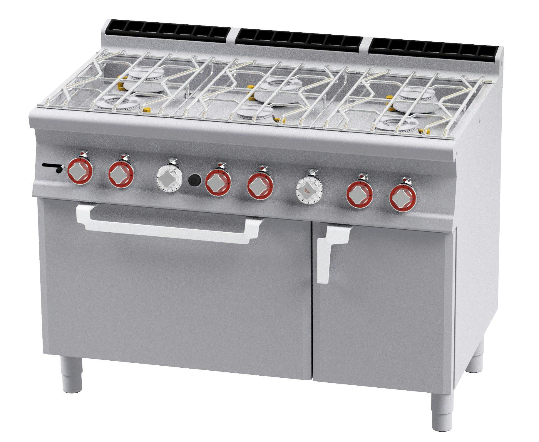 Cucina a gas - 4 fuochi - forno a gas statico gn 2/1