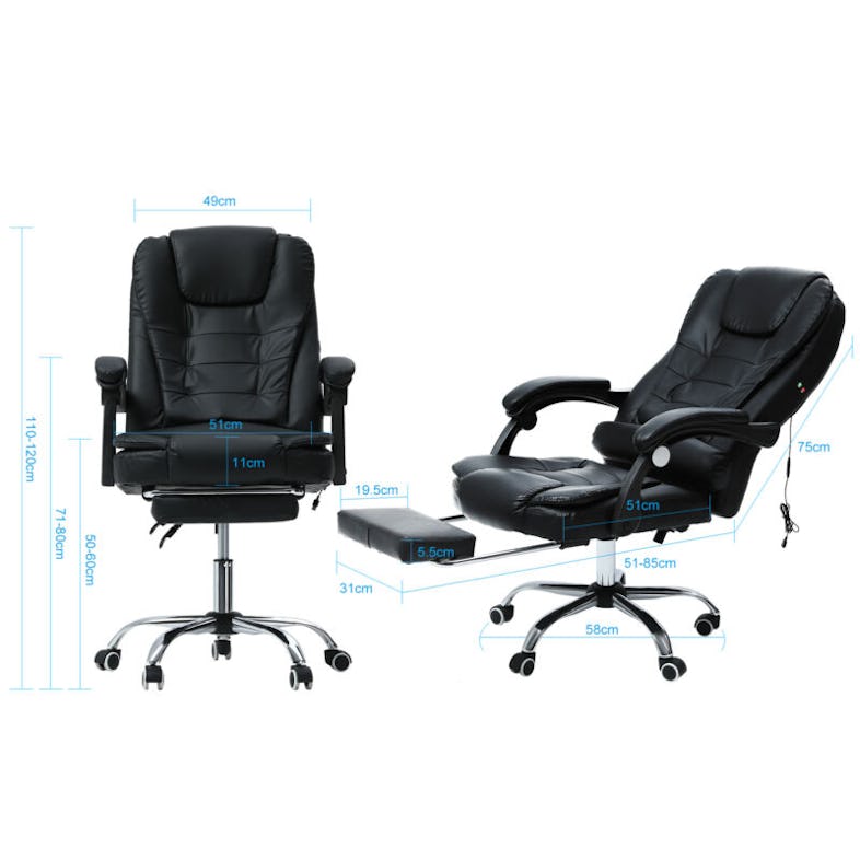 UAC Massage Bürostuhl Chefsessel mit Vibration & Fußablage ergonomisch  Schreibtischstuhl Computerstuhl schwarz