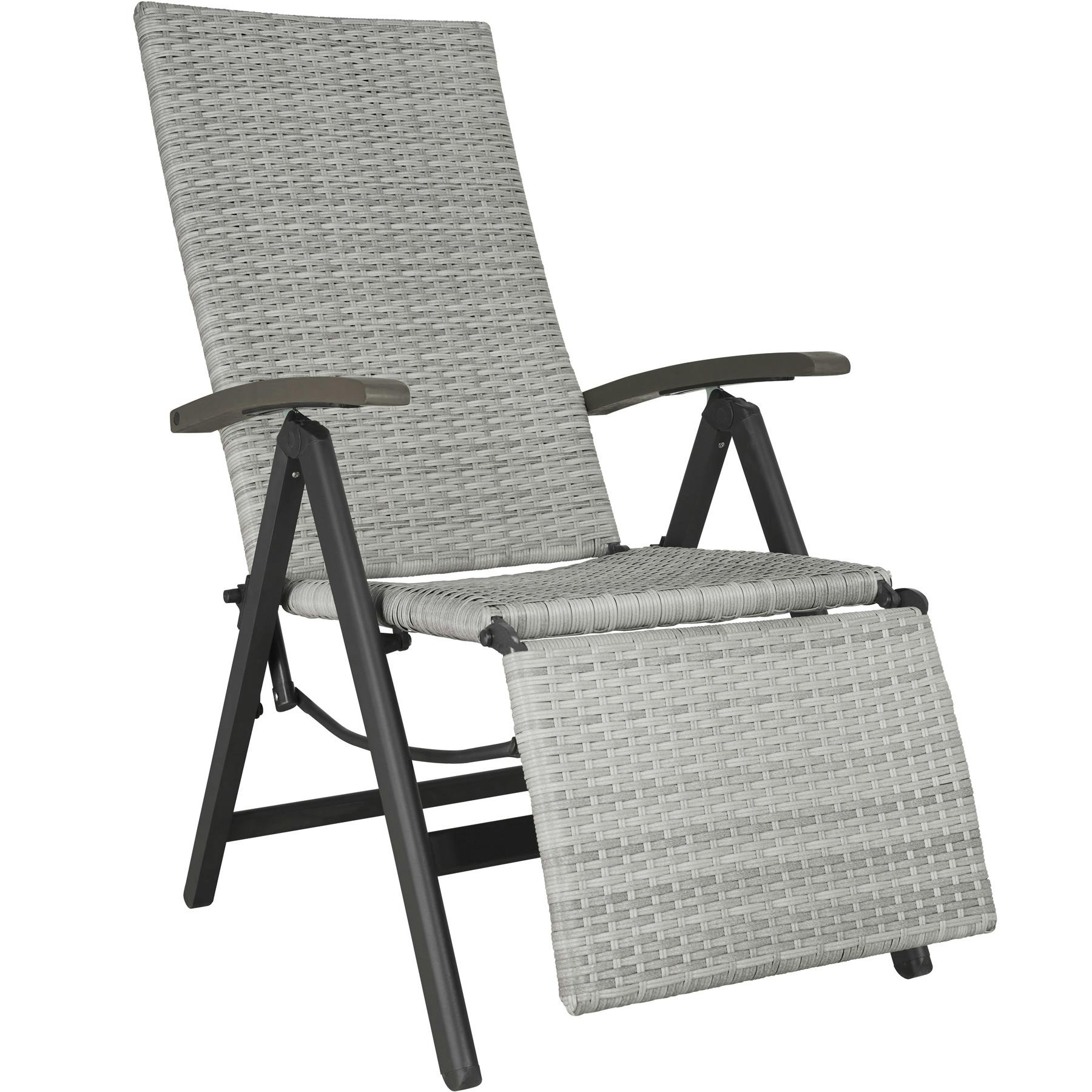 Leia Gevlekt Inspiratie tectake Opvouwbare wicker stoel met aluminium frame en voetensteun -  lichtgrijs - 403860 | MAKRO Webshop