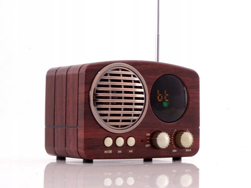 FM Retro Radio AUX-IN Bluetooth USB/SD/TF MP3 mit Akku Holz