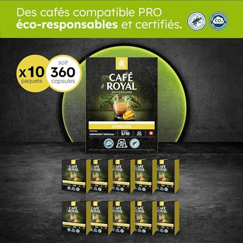 Café en Dosettes - Café Royal Pro, 3 x 50 - Compatibles avec les Machines  à café Nespresso®* Professional - Saveur Espresso Forte BIO