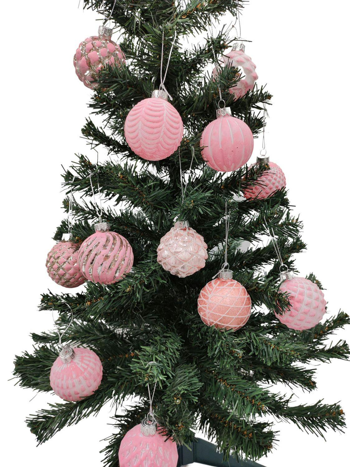 METRO Weihnachtsdeko Marktplatz 6cm rosa | Christbaumschmuck 12er-Set Glas-Weihnachtsbaumkugeln