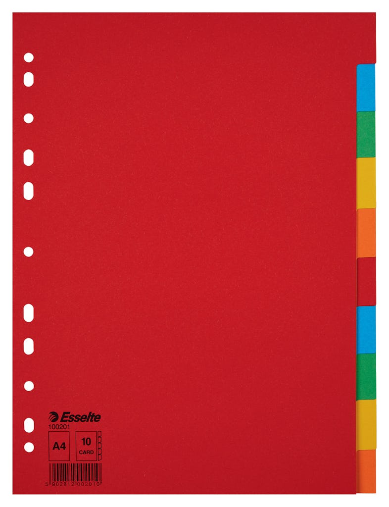 Esselte Divisori per Raccoglitori con 10 Tasti, Formato A4, Rosso