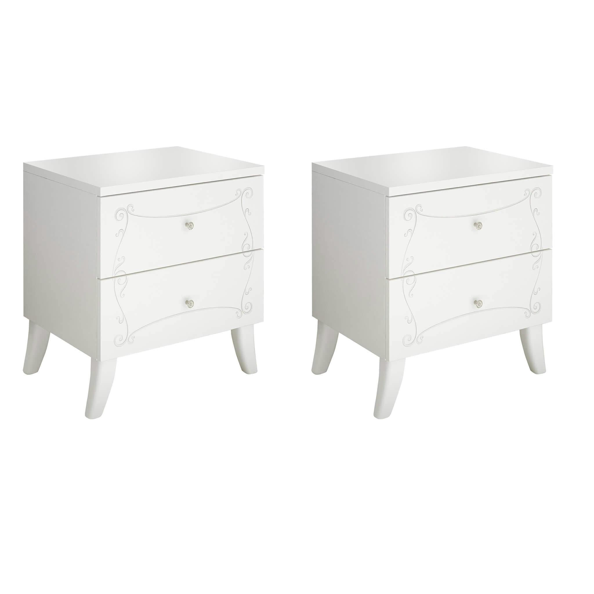 Milani Home NELSON coppia di 2 comodini da 2 cassetti colore Bianco