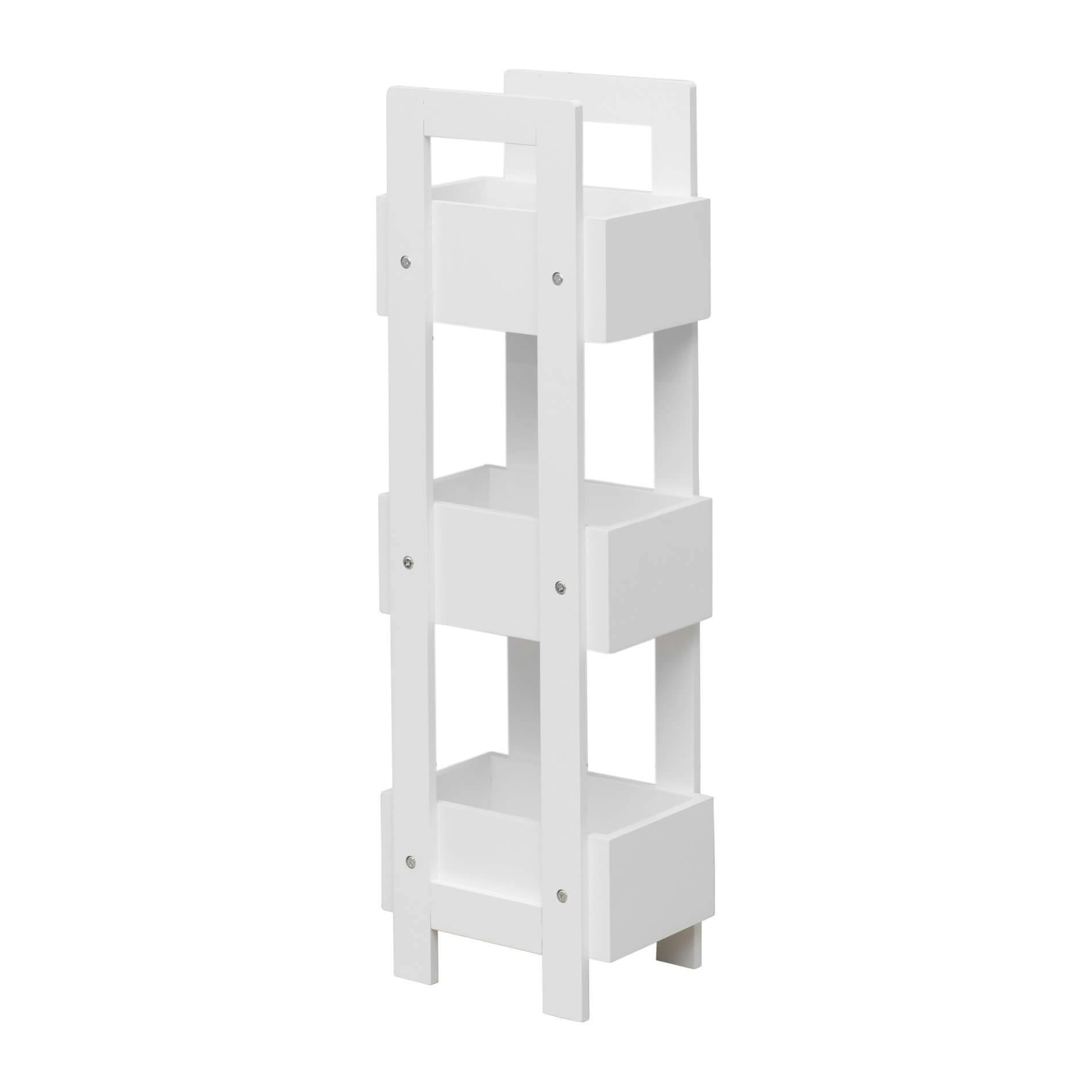 Rebecca Mobili Scaffale da cucina Stretto con 3 Ripiani in Legno Bianco  Mobile da bagno Moderno