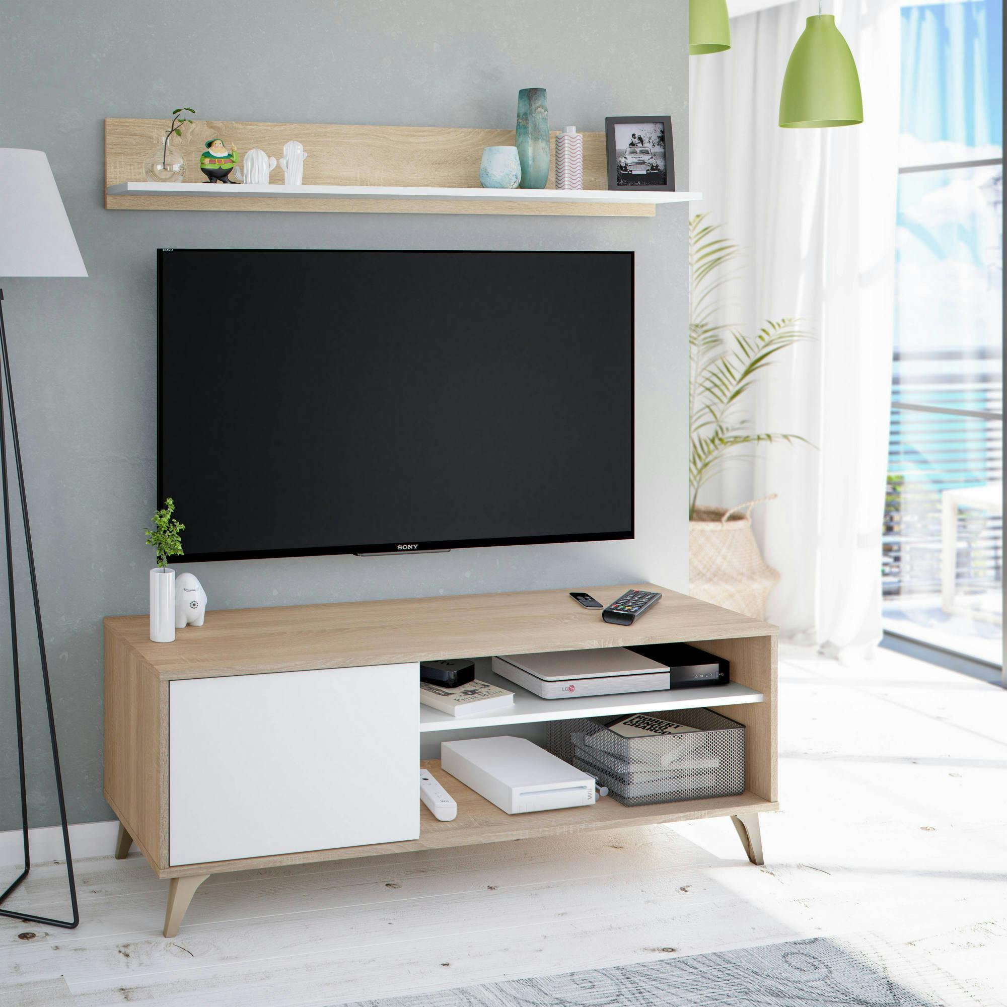 Dmora Mobile da soggiorno Porta TV, Made in Italy, Credenza per TV da  salotto a 1