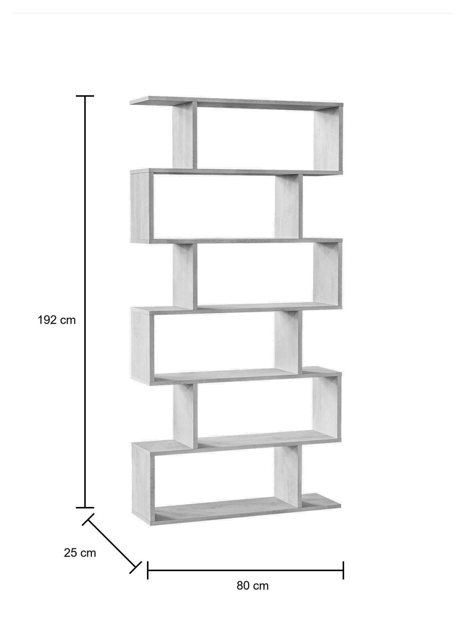 Libreria Columbia, Mobile portalibri bifacciale a 5 ripiani, Scaffale  divisorio da ufficio o cameretta, 90x25h180 cm, Bianco e Cemento