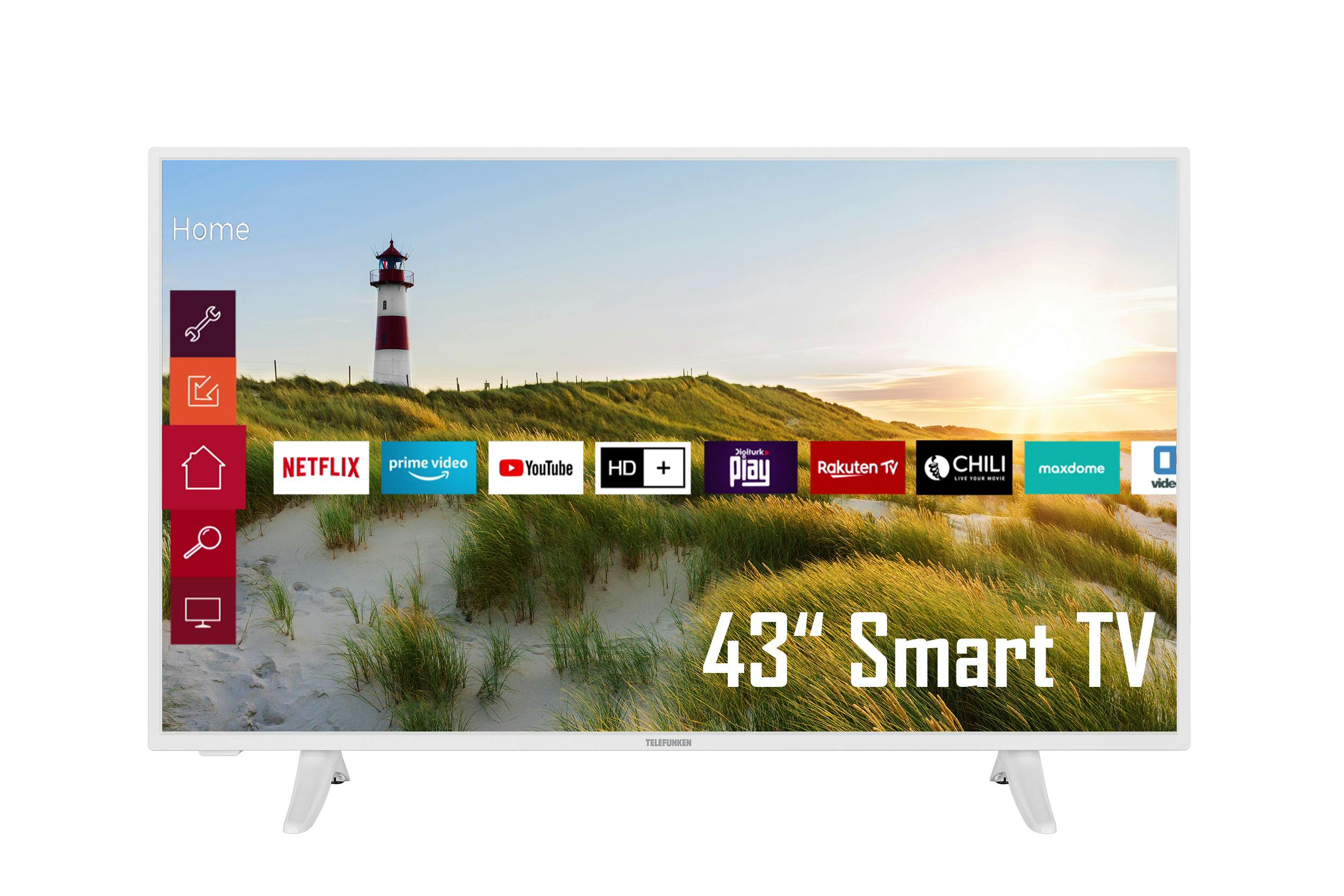 TV - XF43K550-W HD+ HD, Smart Marktplatz Triple-Tuner) 43 | / 6 inkl. Fernseher (Full HDR, METRO Telefunken Zoll Monate