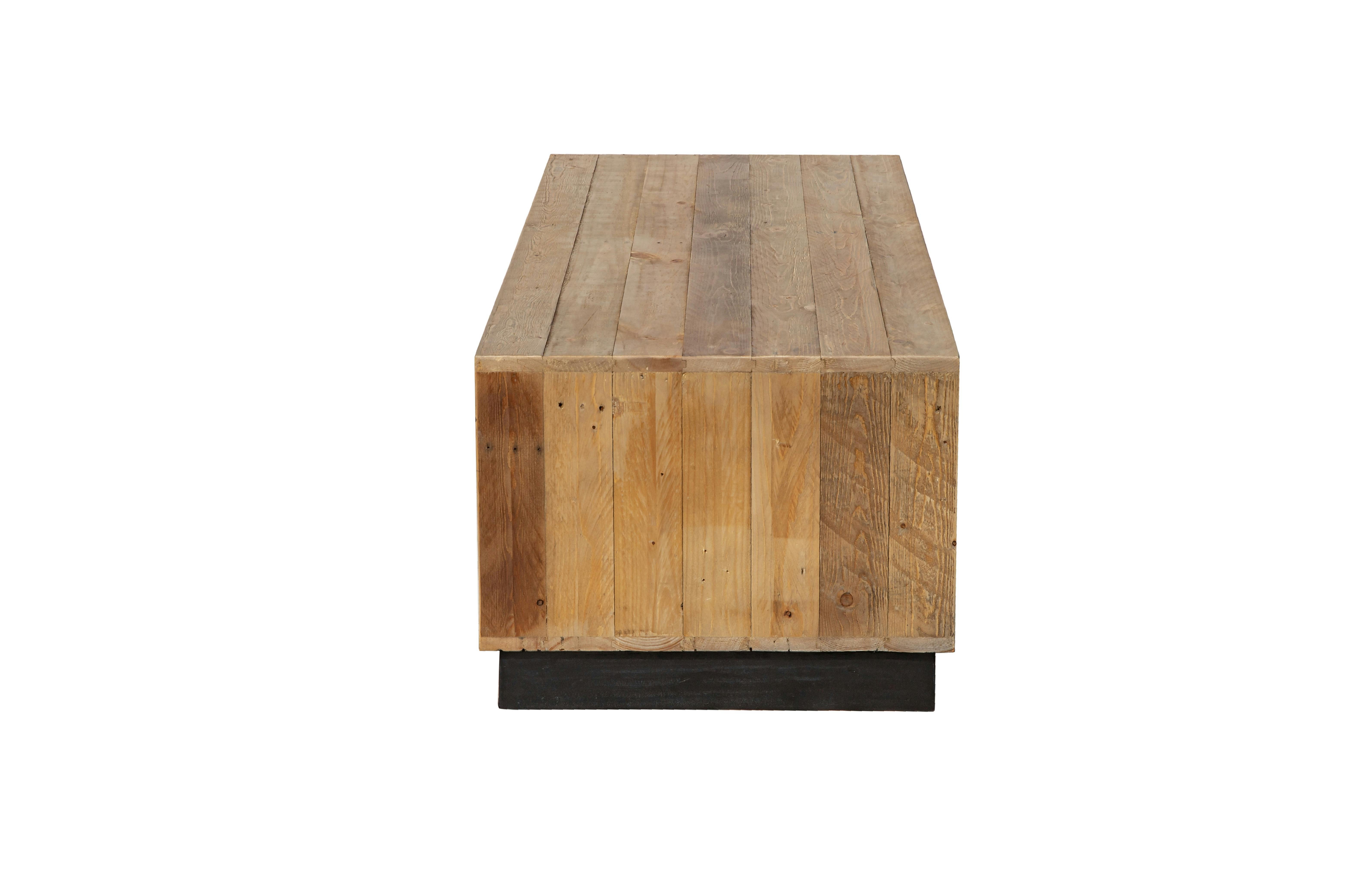 SIT Möbel Couchtisch rechteckig | 1 Ablageboden | recycelte Pinie | natur  mit schwarz | B 110 x T 55 x H 42 cm | 13880-01 | Serie OLD PINE | METRO  Marktplatz