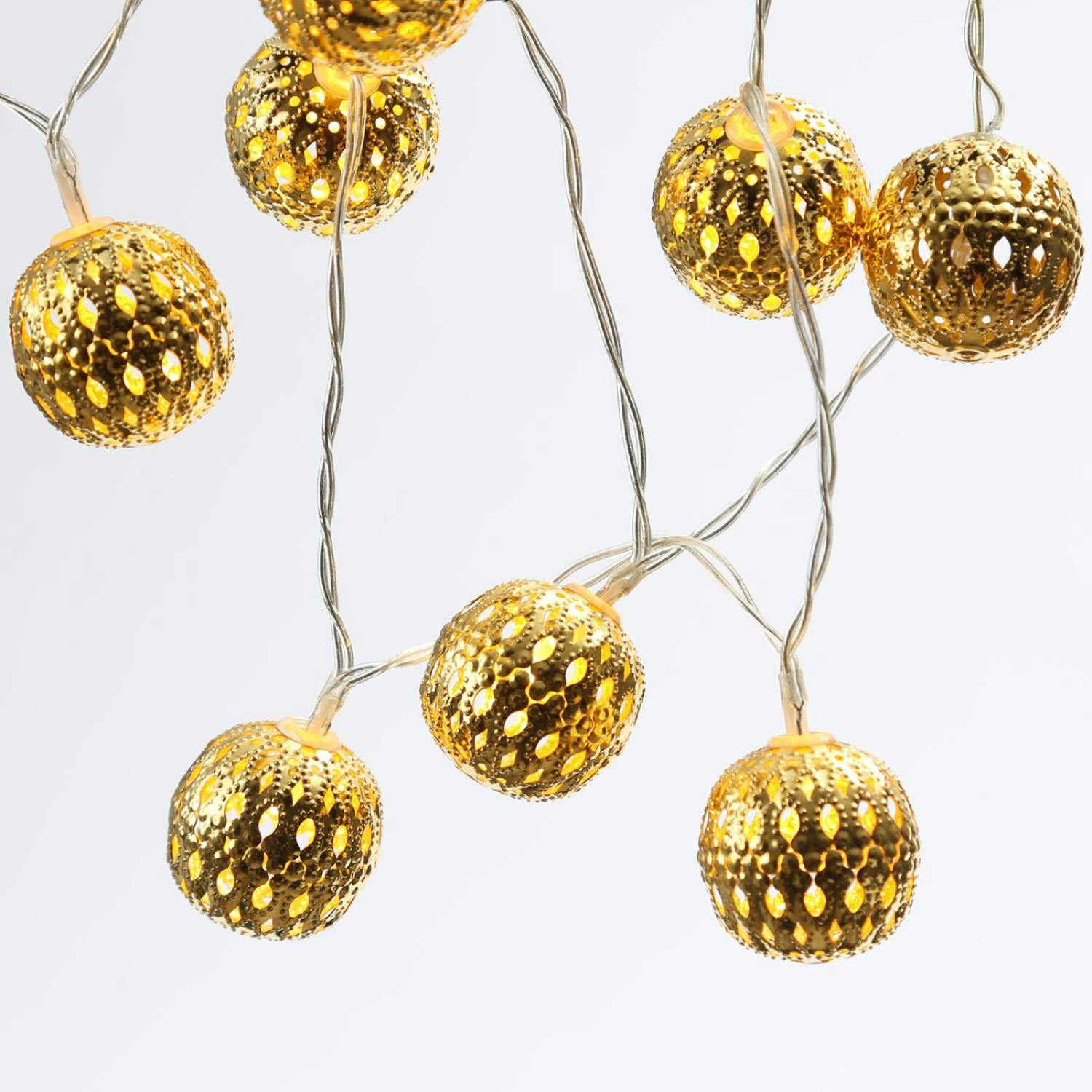 LED Deko Lichterkette 8 Kugeln Metallbälle orientalisch marokkanisch