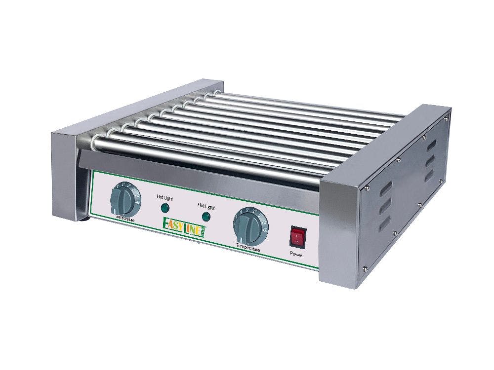 METRO Professional Macchina per Hot Dog GHM1002, acciaio inox / vetro, 28.9  x 33.7 x 40 cm, Ø 20 cm, per salsicce di max 22 cm, 800 W, argento