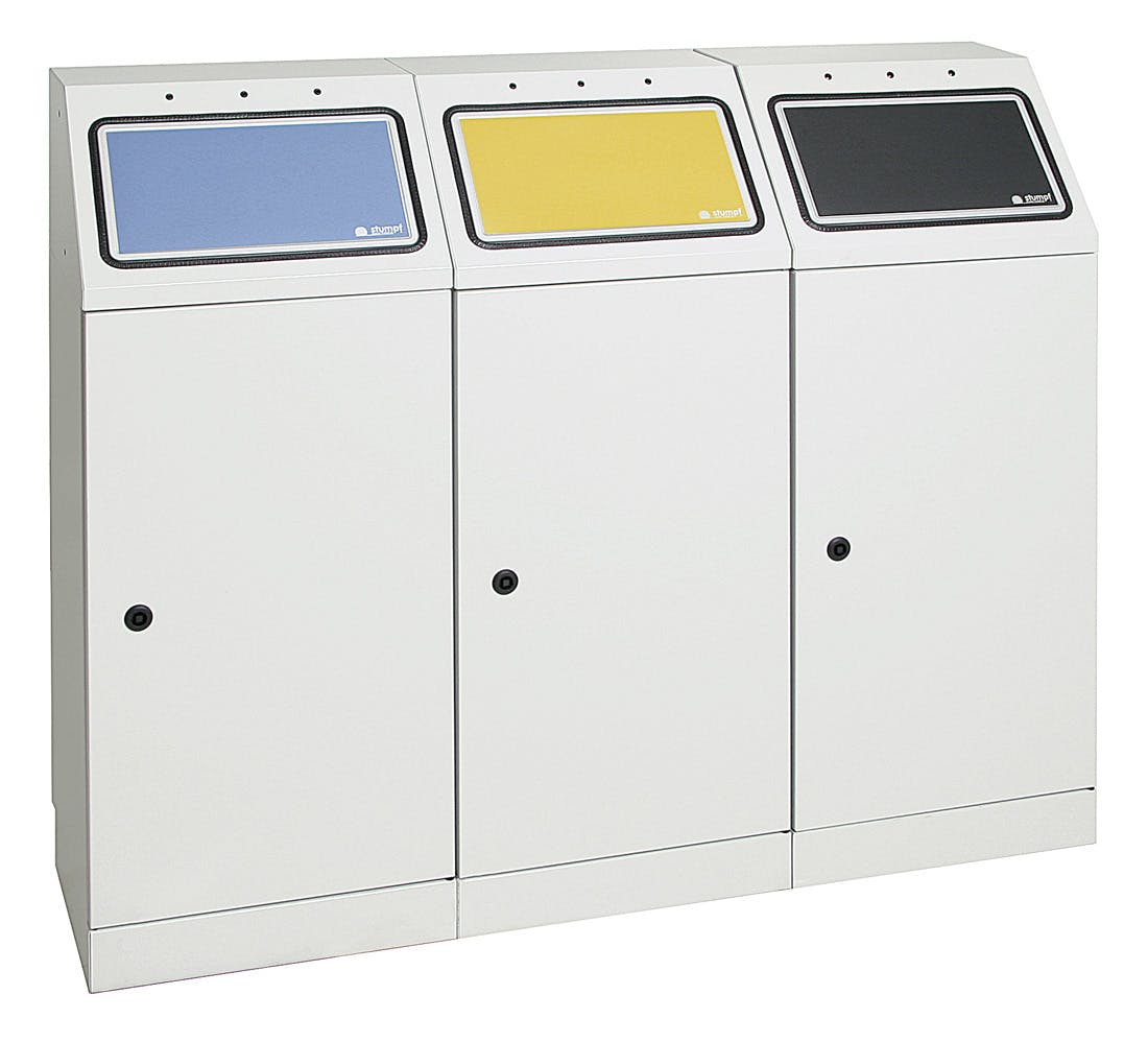 Abfalltrennung FD 45, 3-fach Station. Behälter zur Wandbefestigung, RAL