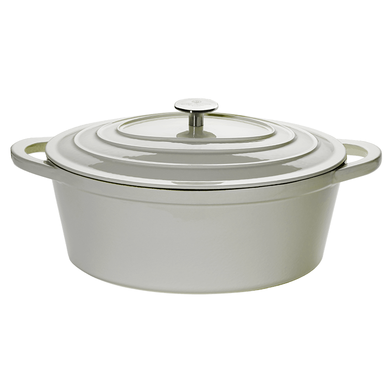 CHEF CUISINE Gusseiserner Bräter oval, Emailliert, Ideal zum Anbraten und Garen METRO