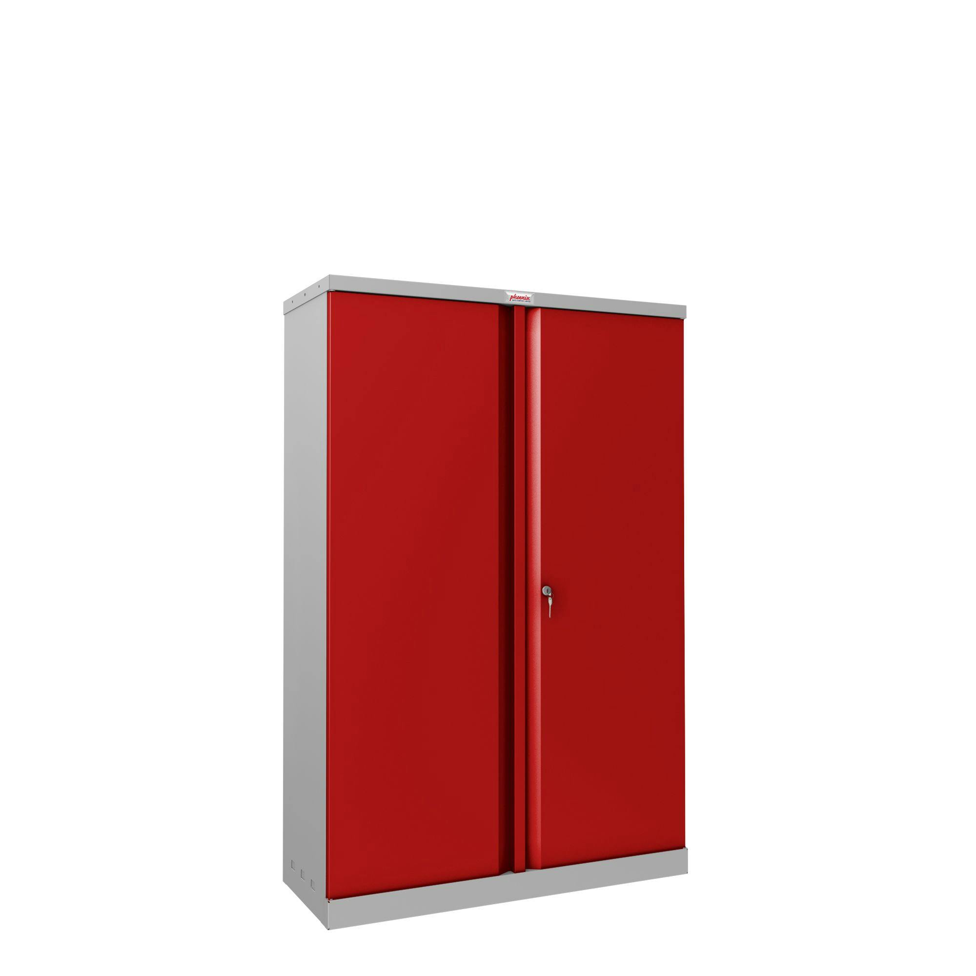 Der Phoenix Aktenschrank SCL1491GRK mit rote und 3 mit | und Türen Regalen, grauer aus Stahl Schlüsselschloss 2 METRO Marktplatz Korpus Türen