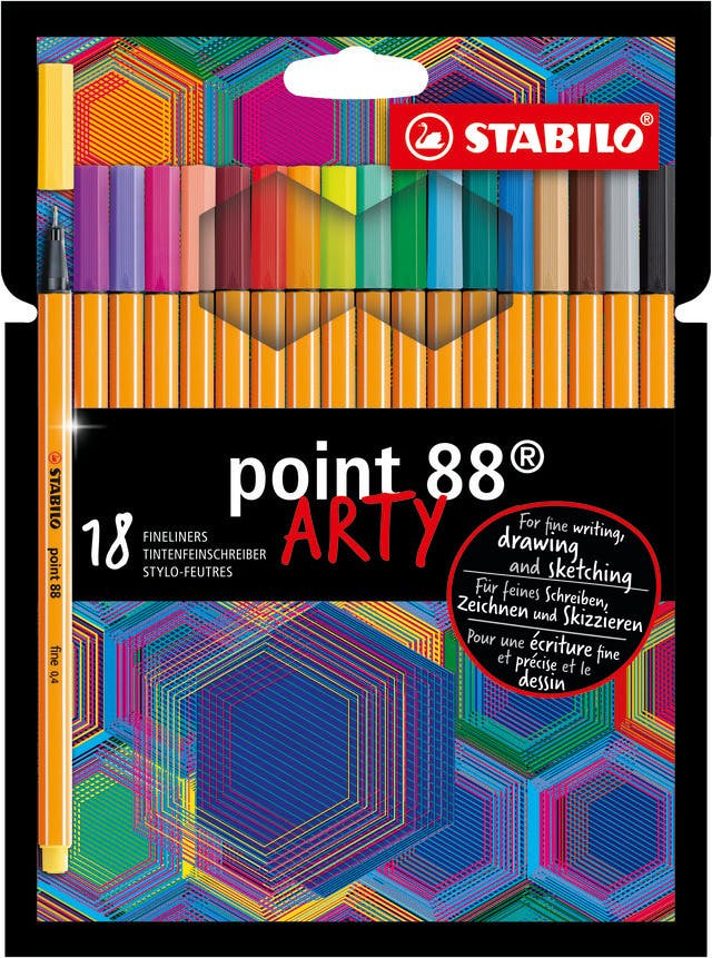 Stylo feutre pointe fine - STABILO Point 88 - Pochette x 10 stylos feutres  - Coloris assortis