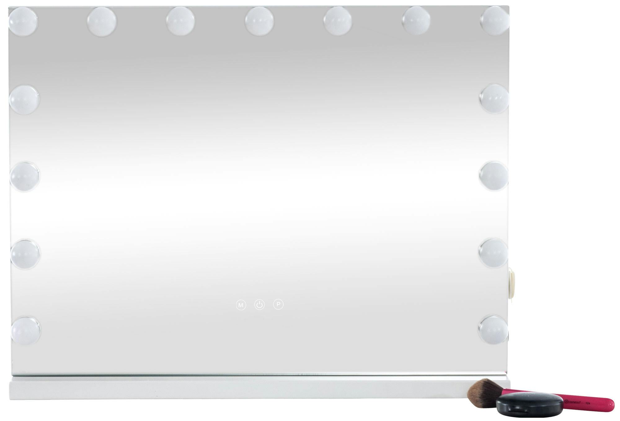 Espejo de maquillaje con 12 luces LED HOMCOM 32,8x11x47,4cm blanco