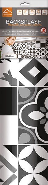 CREARREDA Pannello Paraschizzi Cucina Adesivo da Parete Facile da Applicare  Piastrelle Black & White 260 x 60 cm 100% Made in Italy, Ignifugo e