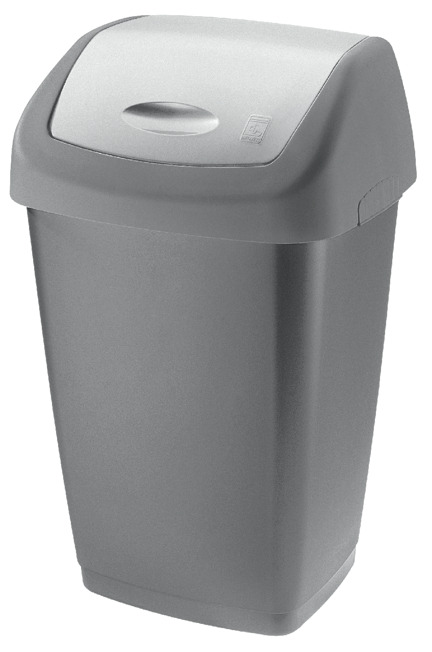 Cubo de basura Swantje gris plateado de 25 litros con tapa