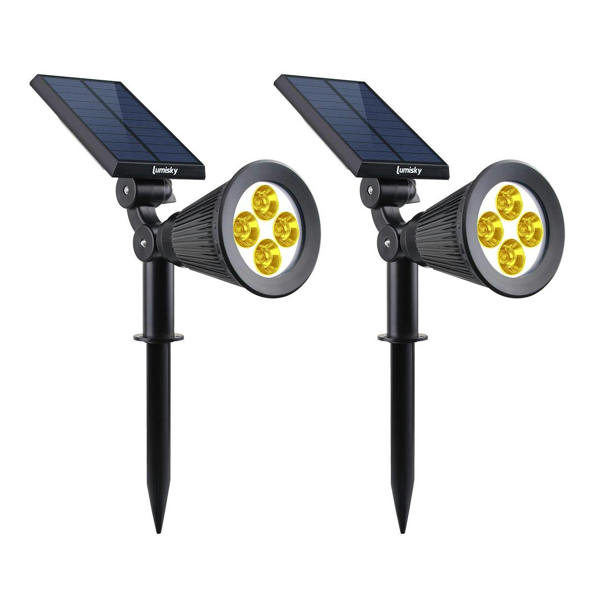 Meykoers Lampe Spot LED Solaire, avec Panneau Solaire Lampe Jardin, 2pcs  Extérieur Solaire pour Jardin