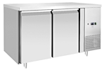 METRO Professional Mesa frigorífica GCC2100, acero inoxidable, 136 x 70 x 85 cm, 215 L, enfría por ventilación, 250 W, con cerradura, plata