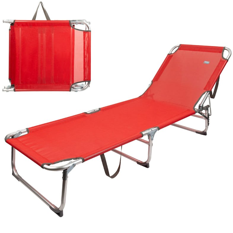 Silla De Playa Plegable Reclinable Con Cojín Rojo Aktive - Rojo