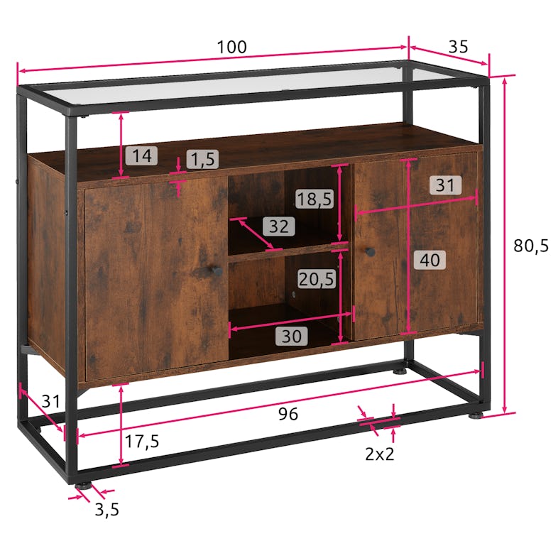 Tectake Mueble auxiliar Durham 38,5x31,5x81cm - madera industrial clara,  roble Sonoma
