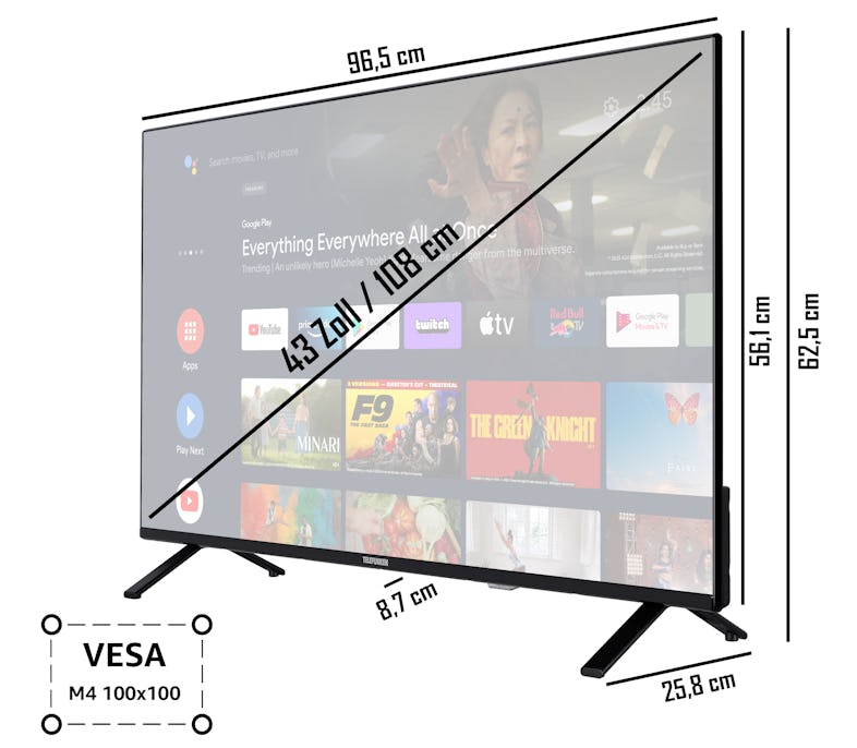 TELEFUNKEN XU43AN751S Vision, 43 Dolby METRO Triple-Tuner) [2023] Ultra Smart HD, Zoll (4K Fernseher HDR / | Android Marktplatz TV