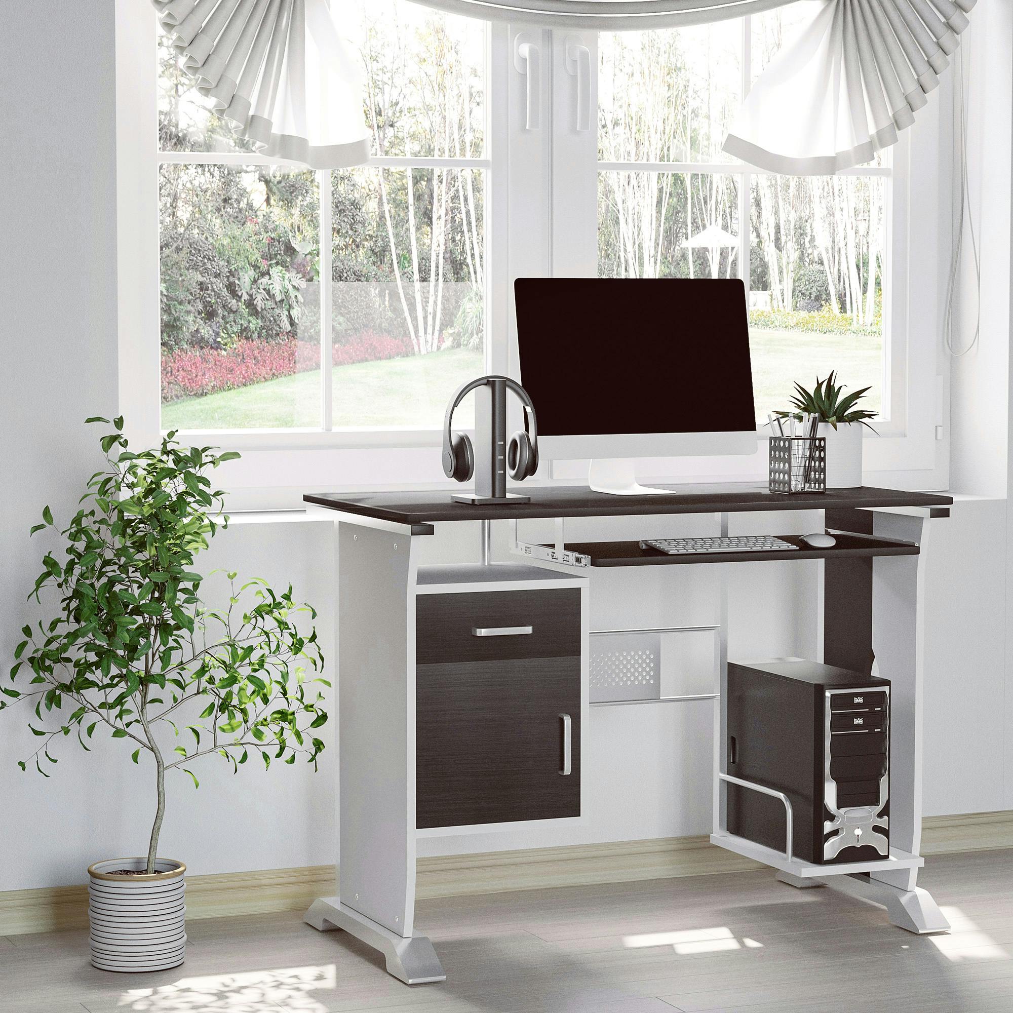 M0309-03 - Portacomputer - pallantestore - SCRIVANIA FOLDER Grigia  Workstation Home & Student Scrivania con struttura in a