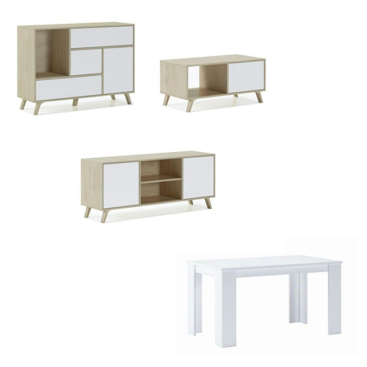 Mueble TV 100 WIND, Roble/Blanco