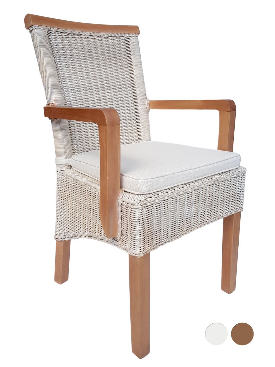 Esszimmer Stuhl Mit Armlehnen Rattanstuhl Weiss Perth Mit Ohne Sitzkissen Leinen Weiss Mit Sitzkissen Metro Marktplatz
