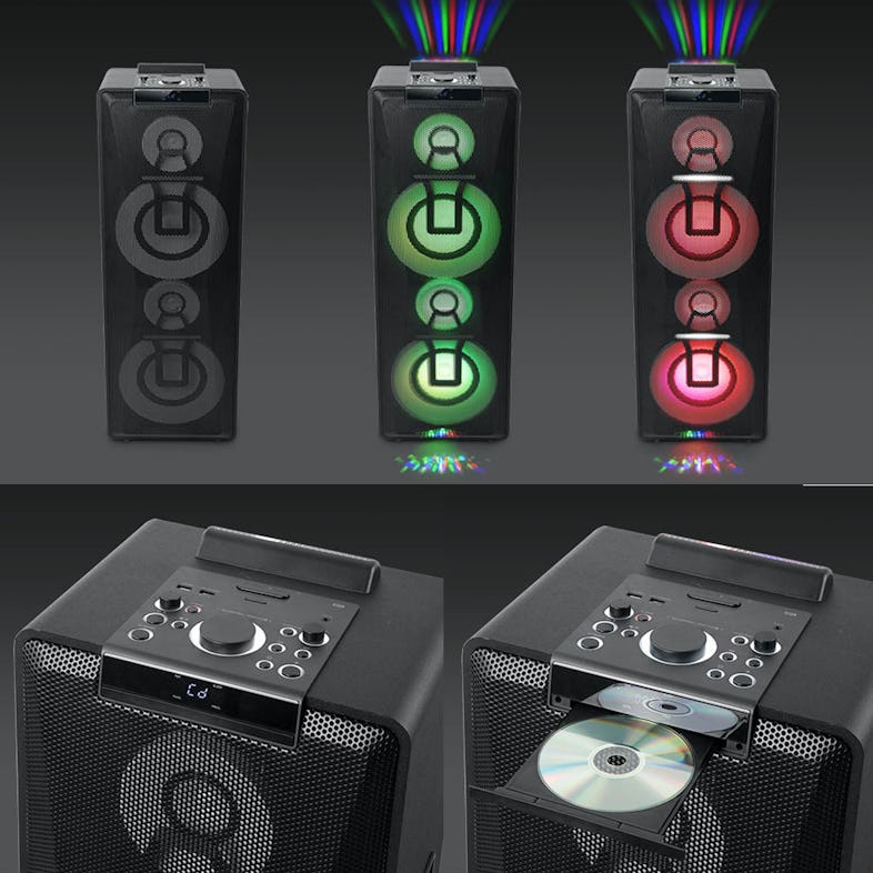 Enceinte autonome à LED Party box portable avec lecteur CD + Micro - FM/BT/ CD/AUX/