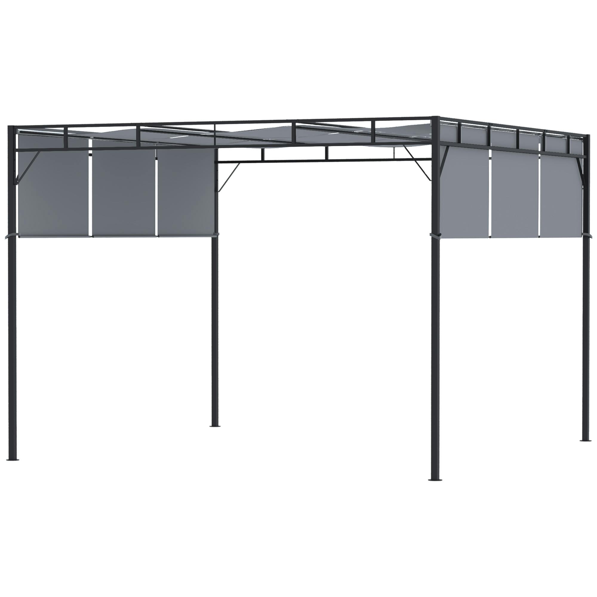 Outsunny Gazebo A Pergola 3x3 M In Acciaio Con Tettuccio Scorrevole | METRO