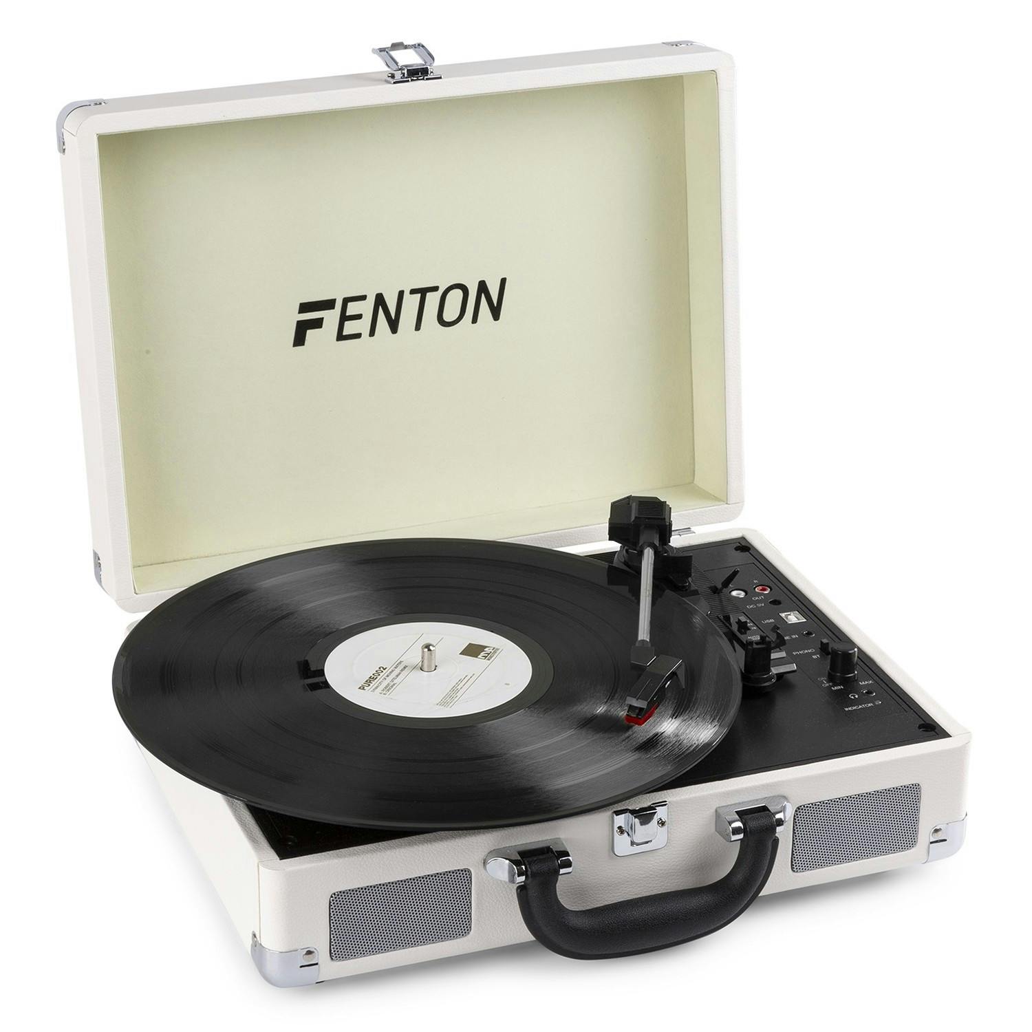 Valise tournedisque Vinyle Blanche Fenton Hautparleurs Stéréo