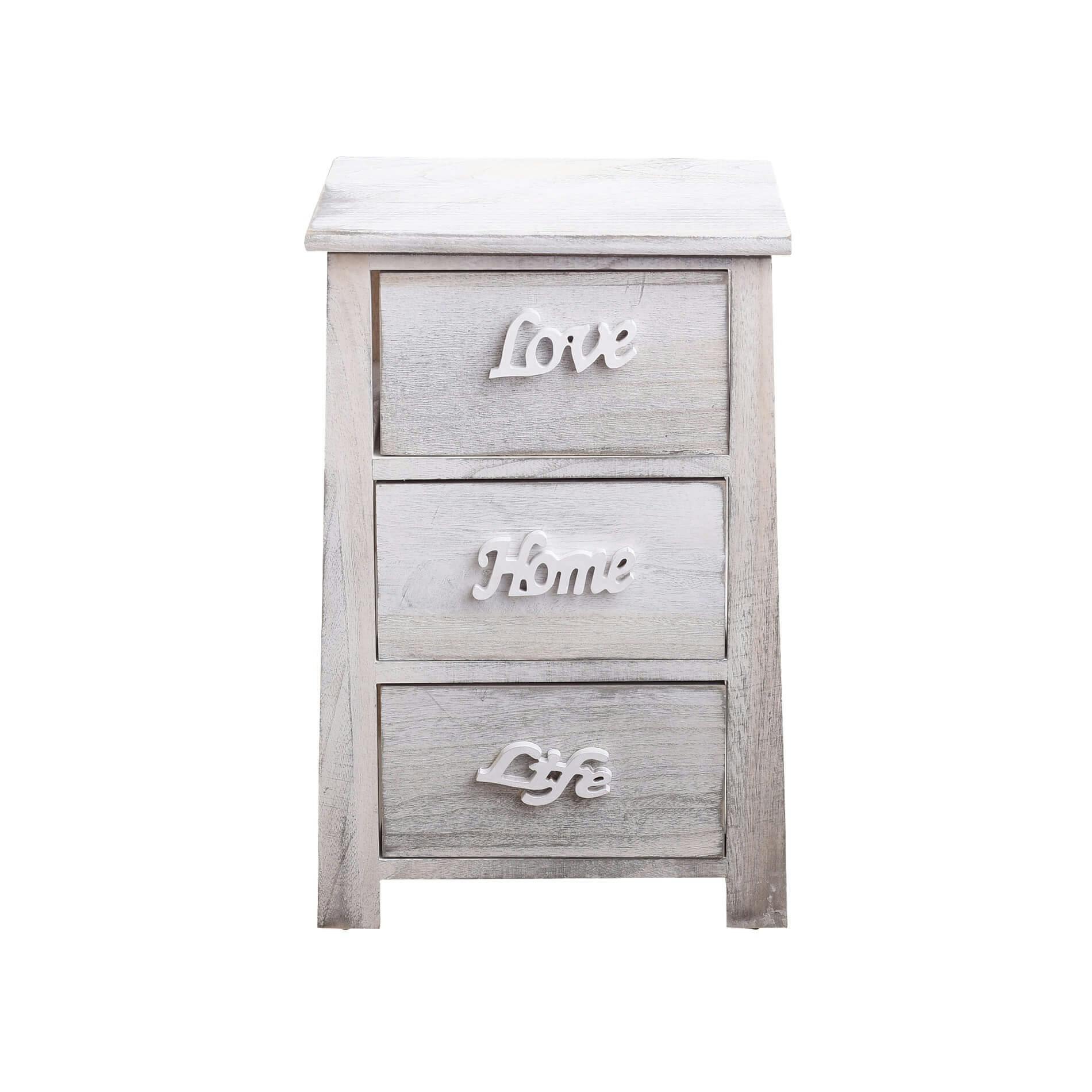 Rebecca srl Comodino Mobiletto con 3 cassetti Bianco Grigio Shabby Chic  Camera Arredo Casa (Cod. RE4565) : .it: Casa e cucina