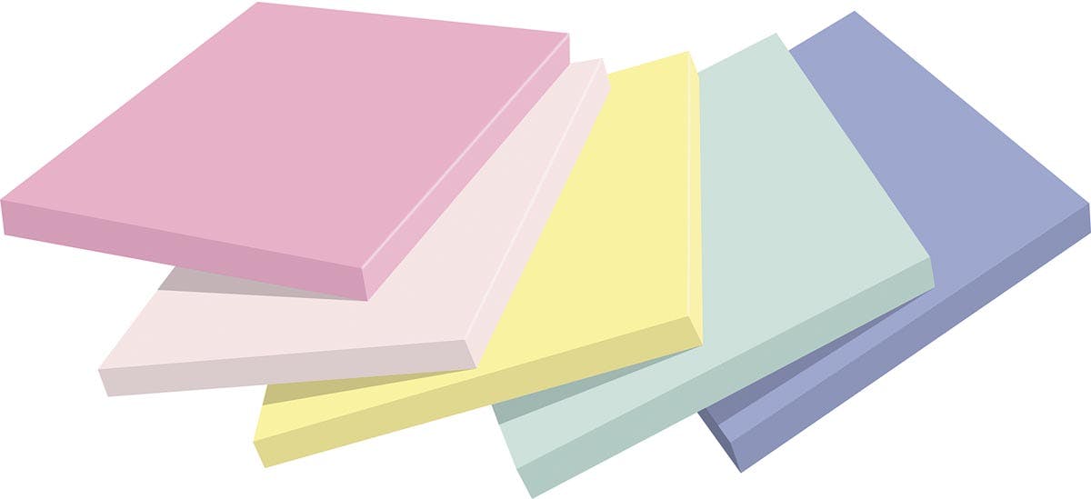 Post-it® Haftnotiz Recycling Notes Tower Pastell Rainbow 76 x 76 mm (B x H)  6 Block/Pack. - Haftnotizen & -streifen