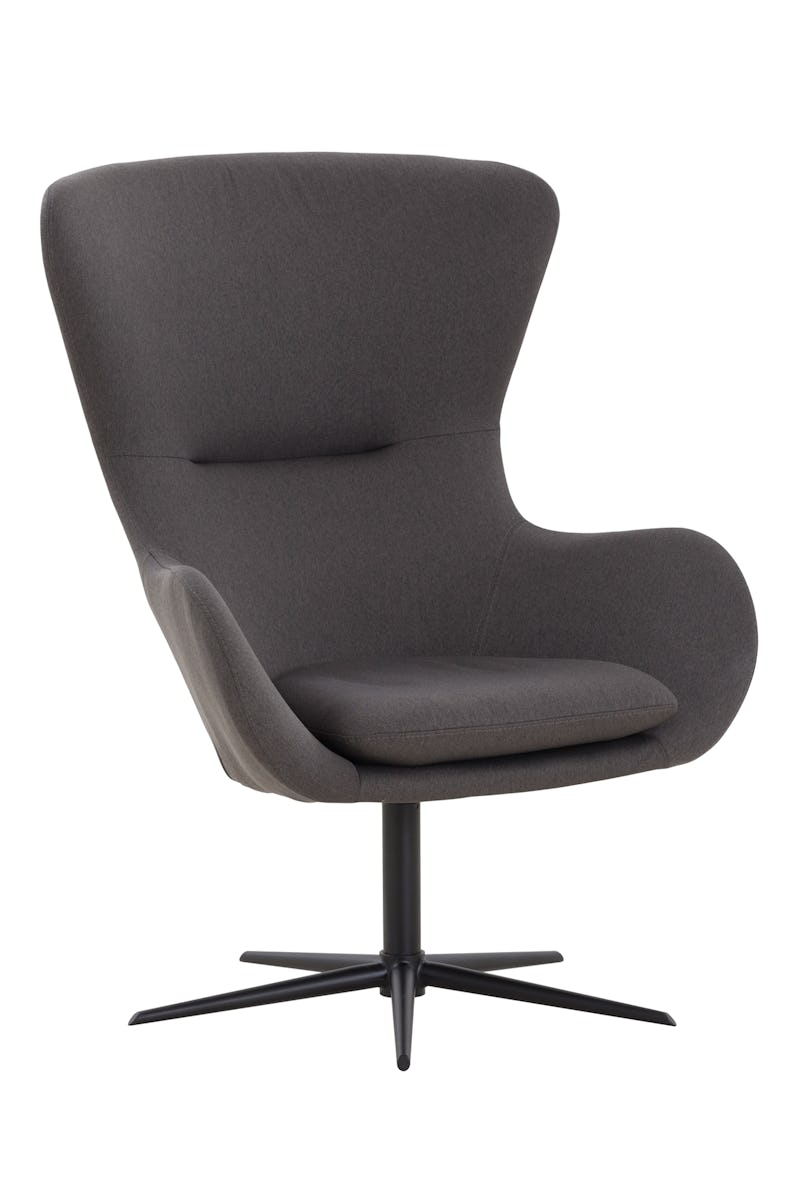 SalesFever Polster-Sessel mit Drehfunktion | Bezug Textil dunkelgrau |  Gestell Metall schwarz | B 78 x T 82 x H 99 cm | METRO Marktplatz