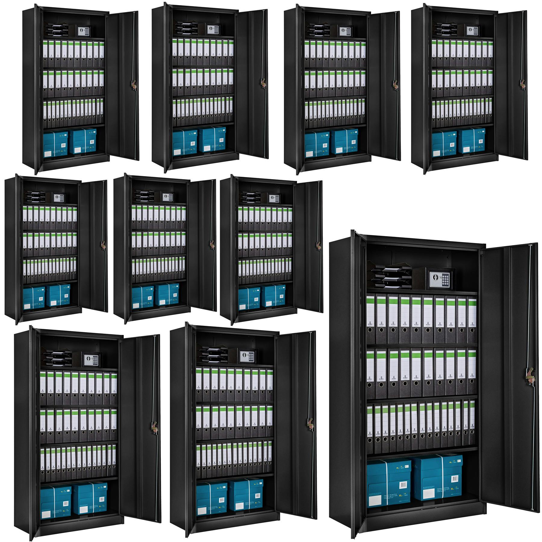 tectake 10 armários de arquivo com fecho de segurança e 5 alturas