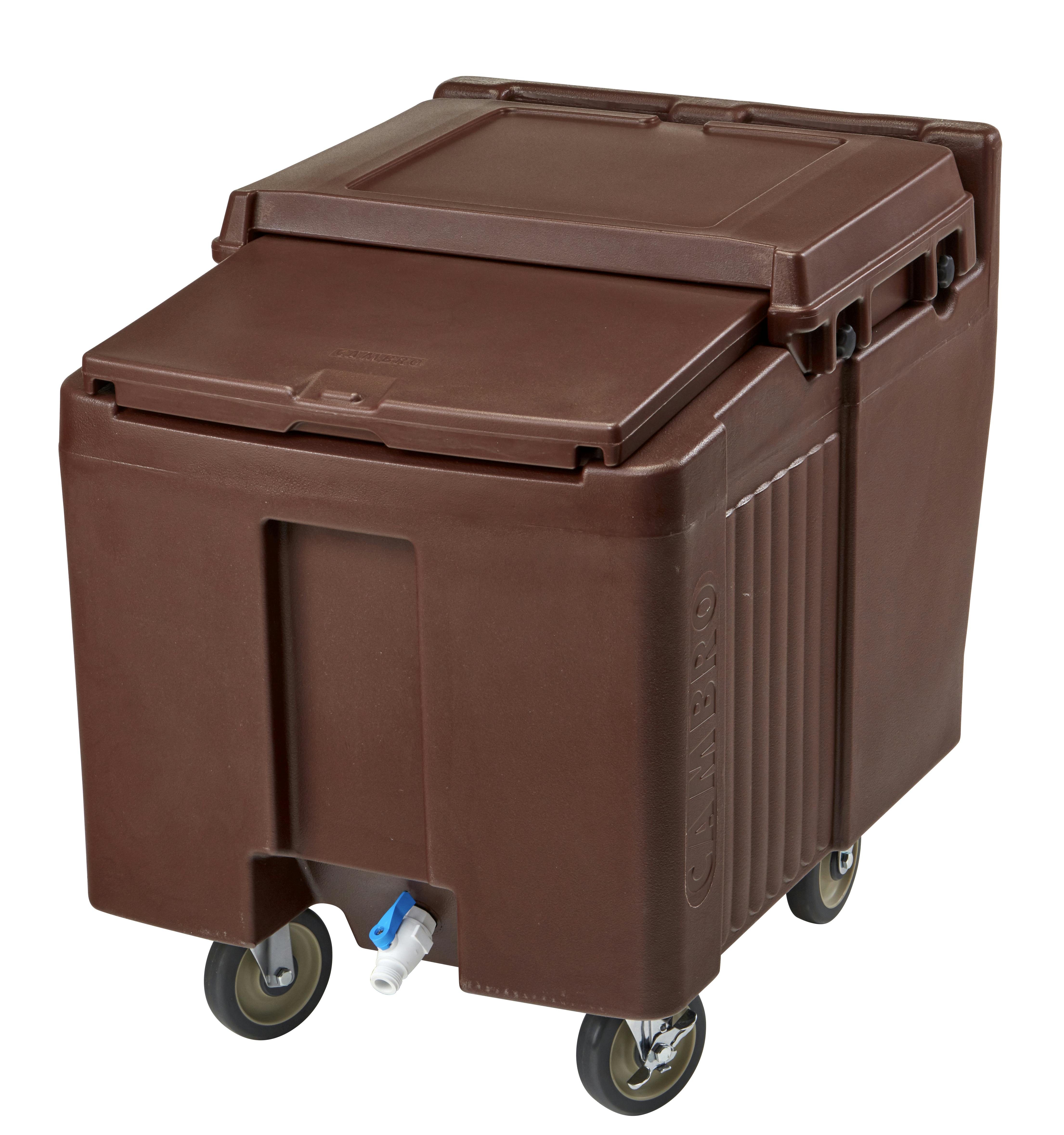 CAMBRO - ICS125L-131 - Carro para conservar y transportar hielo - 2 ruedas  fijas, 2 giratorias y 1 con freno 57 kg - 80 x 58,5 x 74,5 cm - Castaño