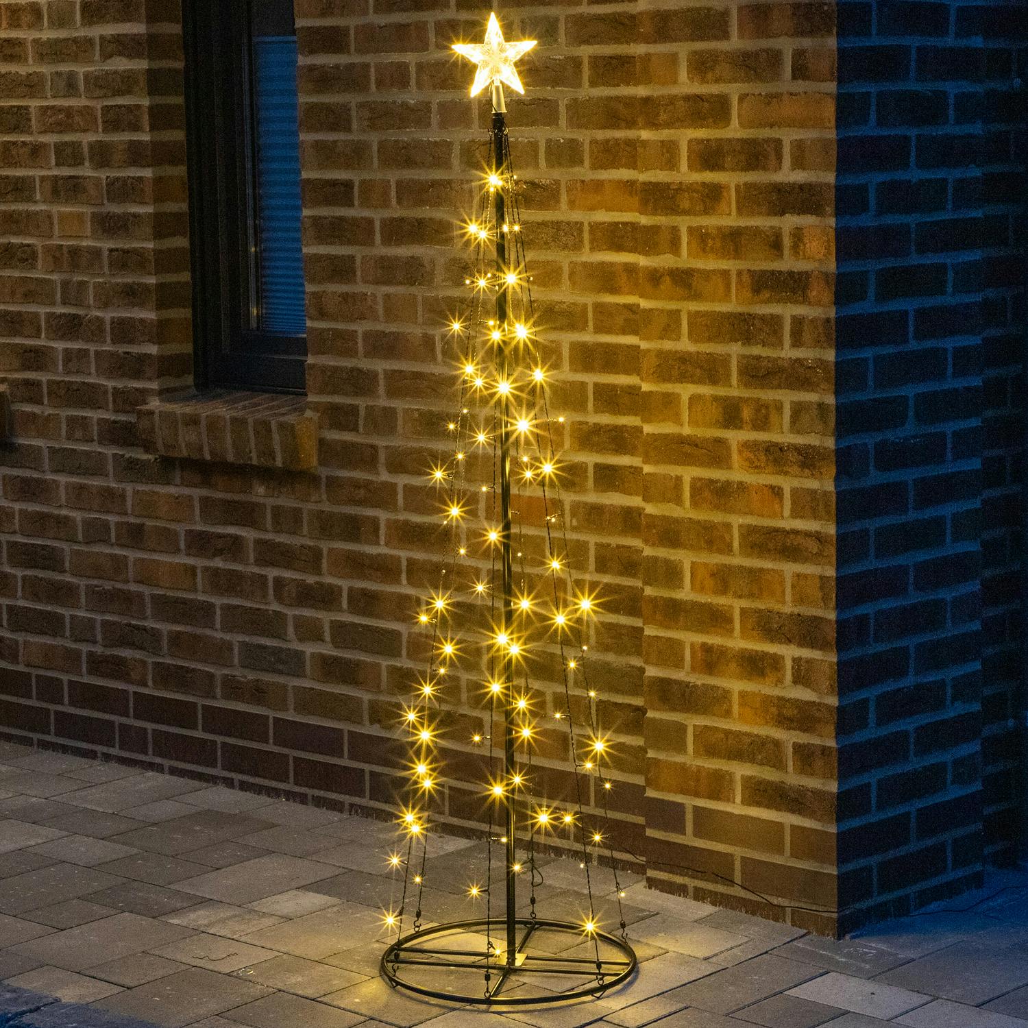 LED Lichterbaum mit Stern Weihnachtsbaum 2,4m 150 LED für Außen Garten  Terrasse