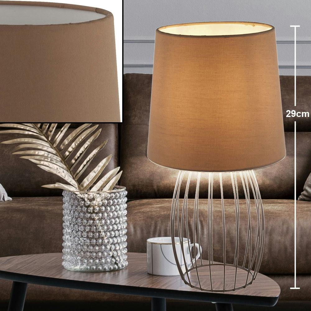 Textil Tisch Strahler Schirm grau Keramik weiß braun Ess Zimmer Büro Beleuchtung 