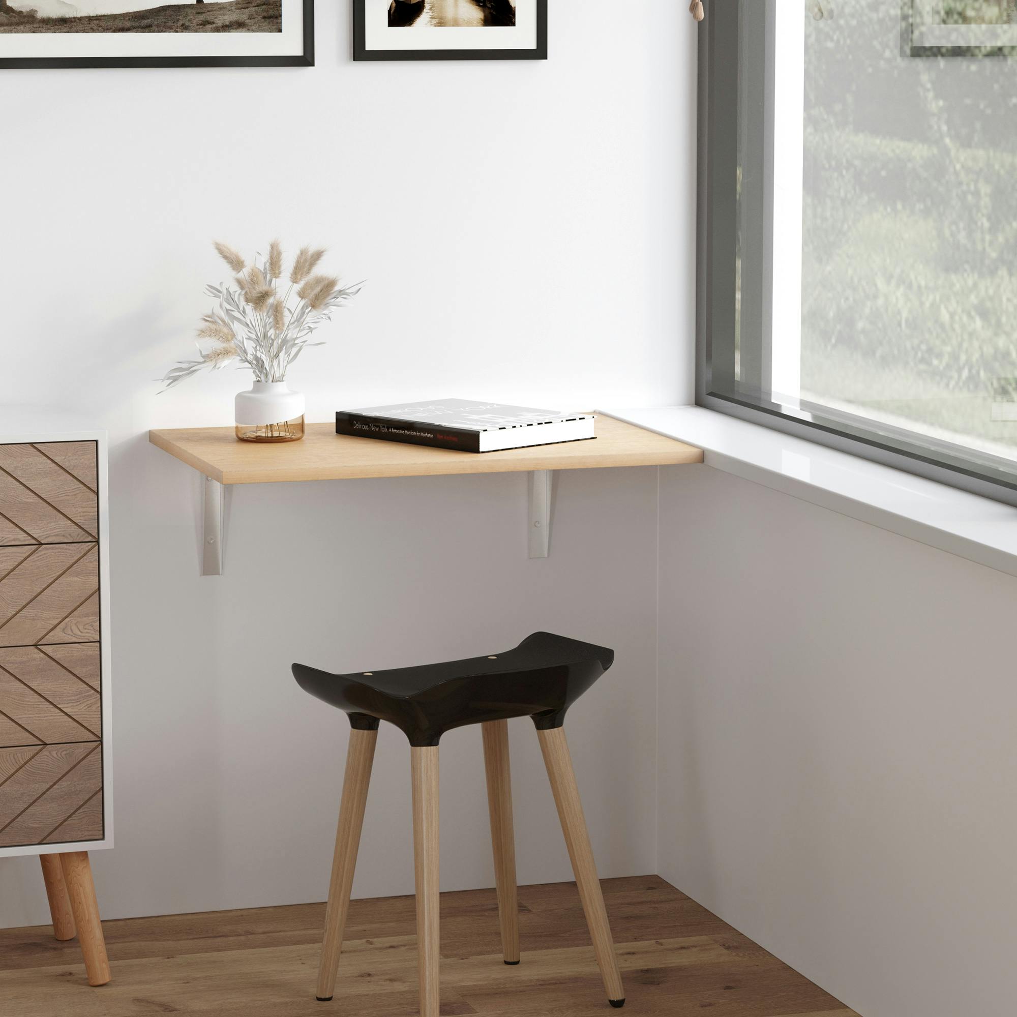 Mesa Abatible Pared Mesa Plegable Mesa de pared plegable pequeña, mesa de  comedor de madera natural grues…