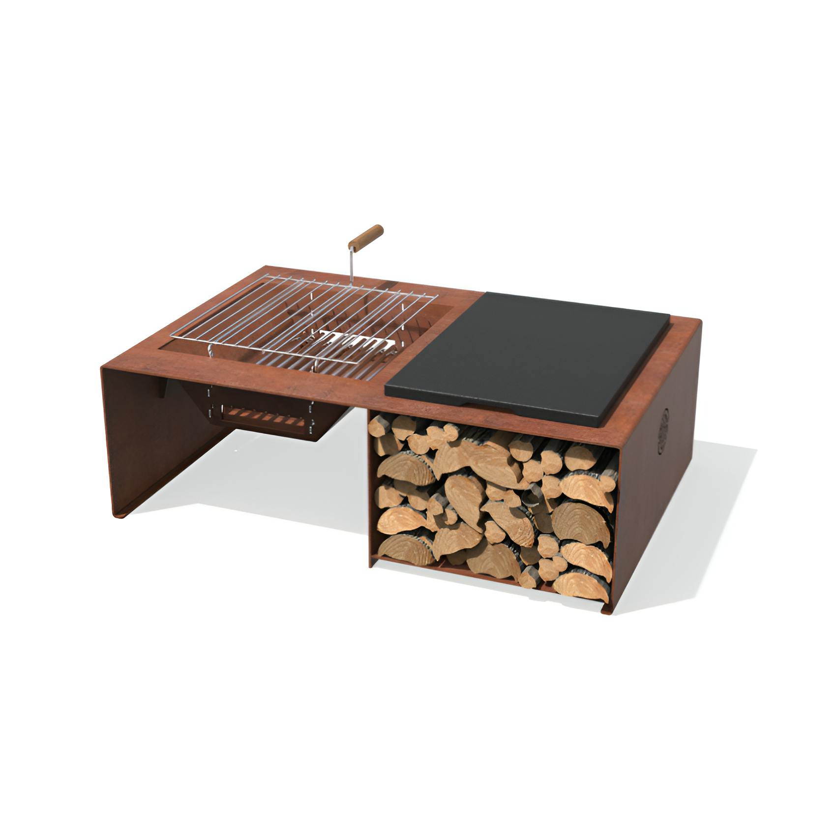 Brasero/fire pit Module con rejillas de acero corten Makro