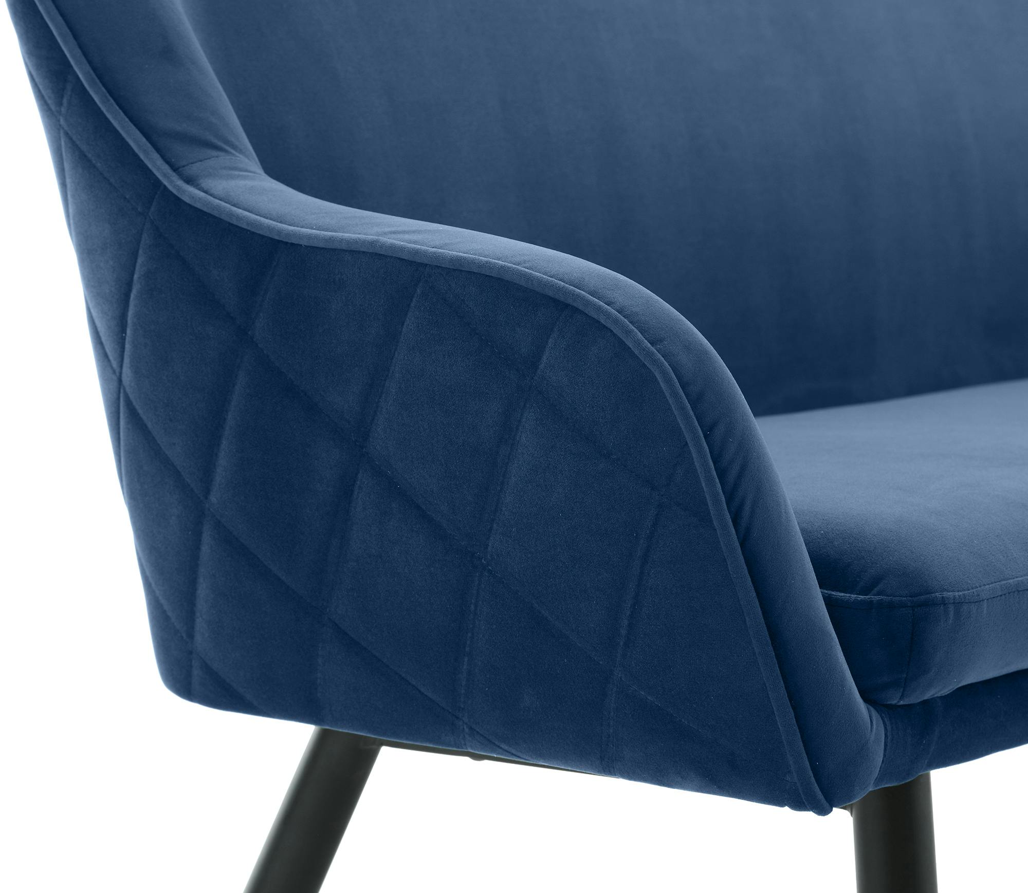 SalesFever Sitzbank | mit Armlehnen und Rückensteppung | Samt, Metall | B  160 x T 61 x H 85 cm | blau, schwarz | METRO Marktplatz