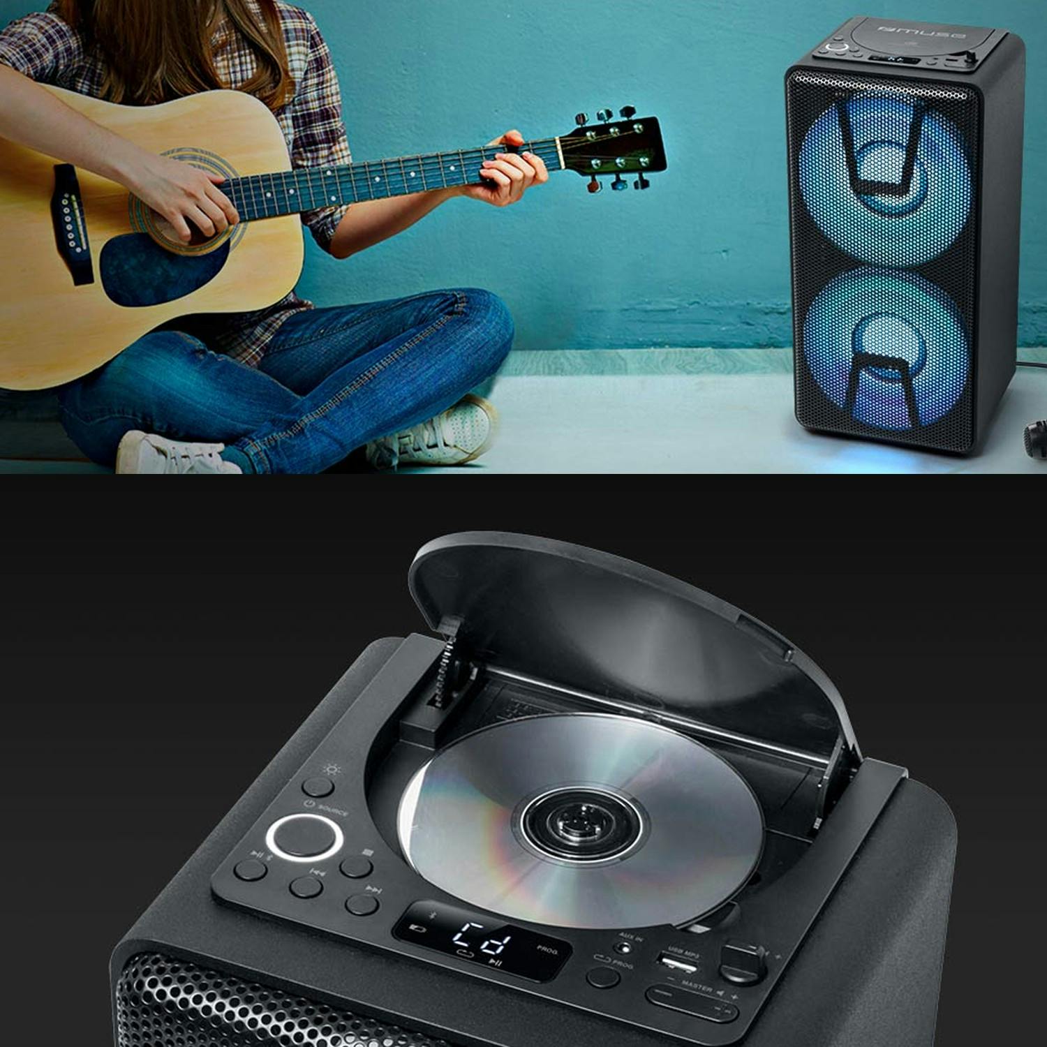 MUSE M-1820 DJ Enceinte Bluetooth Party Box - 150W - Lecteur CD -  Compatible CD, CD-R/RW, MP3