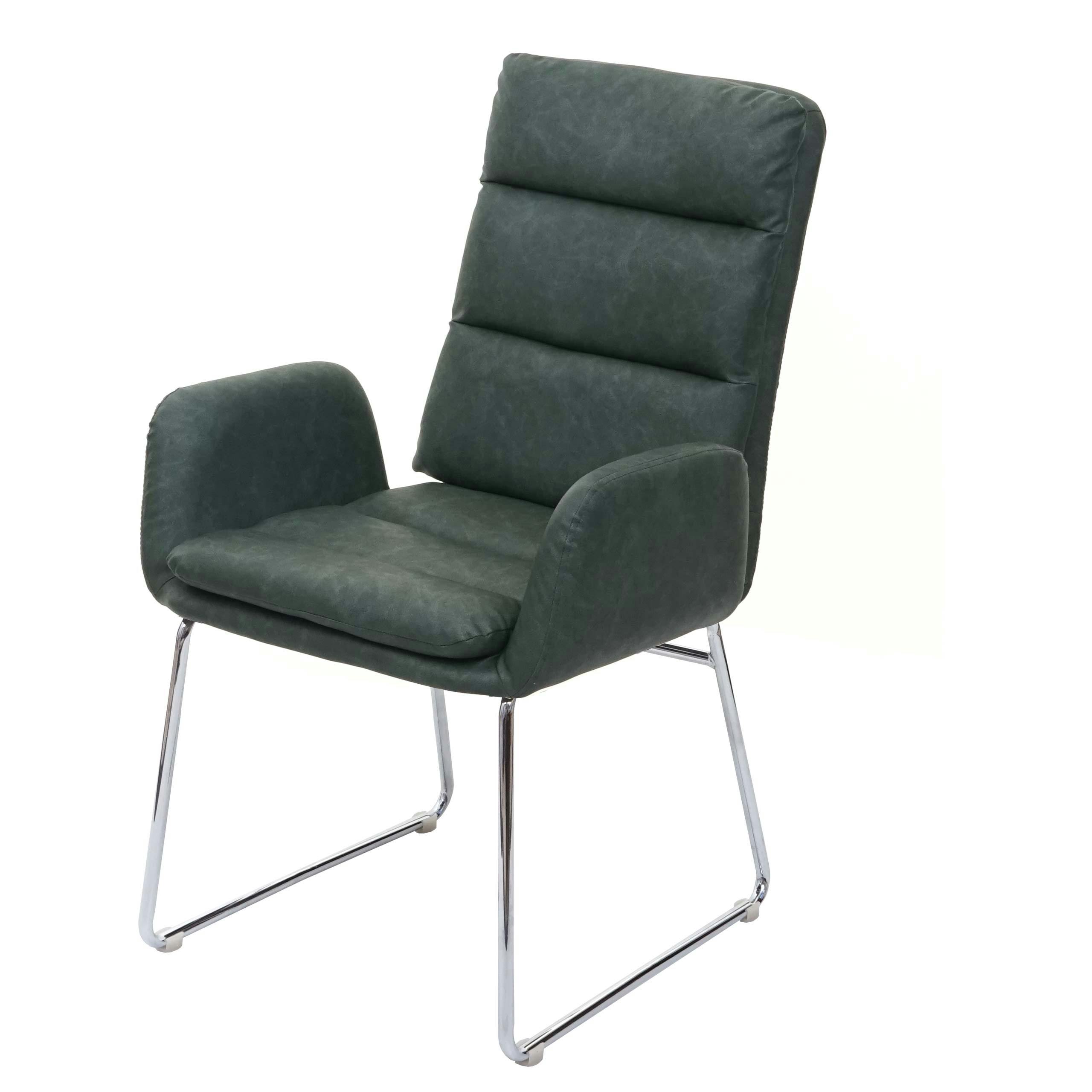 Esszimmerstuhl HWC-H32, Küchenstuhl Stuhl mit Armlehne, Kunstleder Stahl ~  grün | METRO Marktplatz
