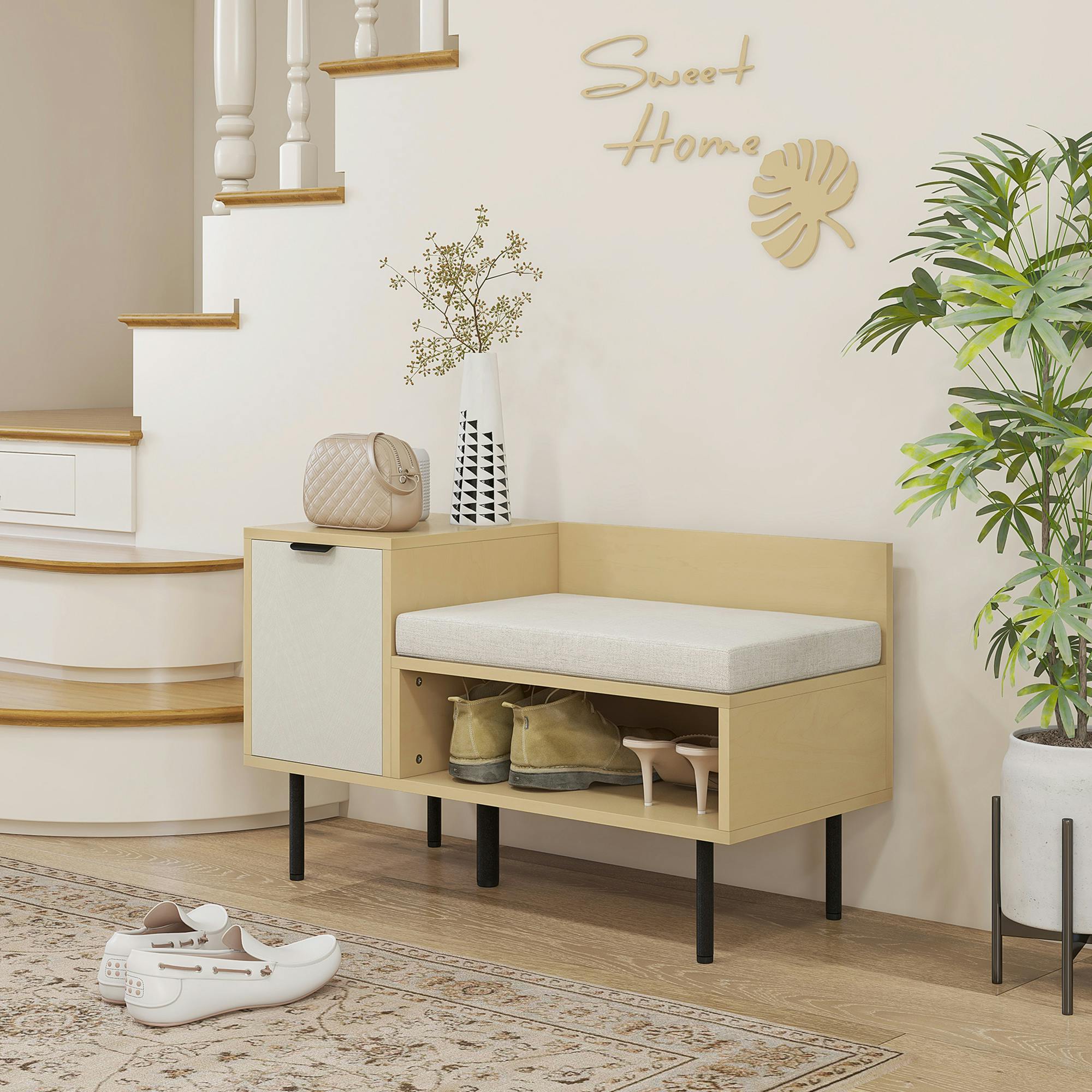 Perchero De Pie HOMCOM Banco Zapatero Para Pares Con