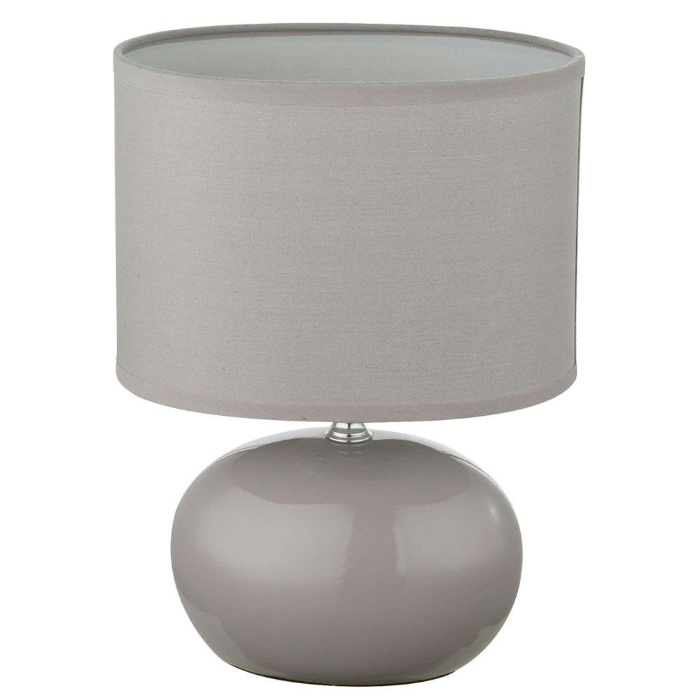 LED Textil Tisch Lampe Wohn Zimmer Beleuchtung Keramik Lese Leuchte grau weiß