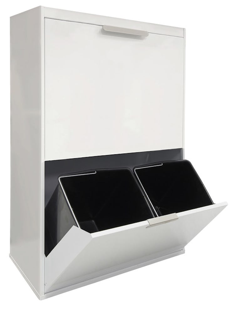 ARREGUI Ecoclas CR601-E Cubo de basura y reciclaje de acero de 4 cubos,  mueble de reciclaje, 4 x 17 L (68 L), blanco