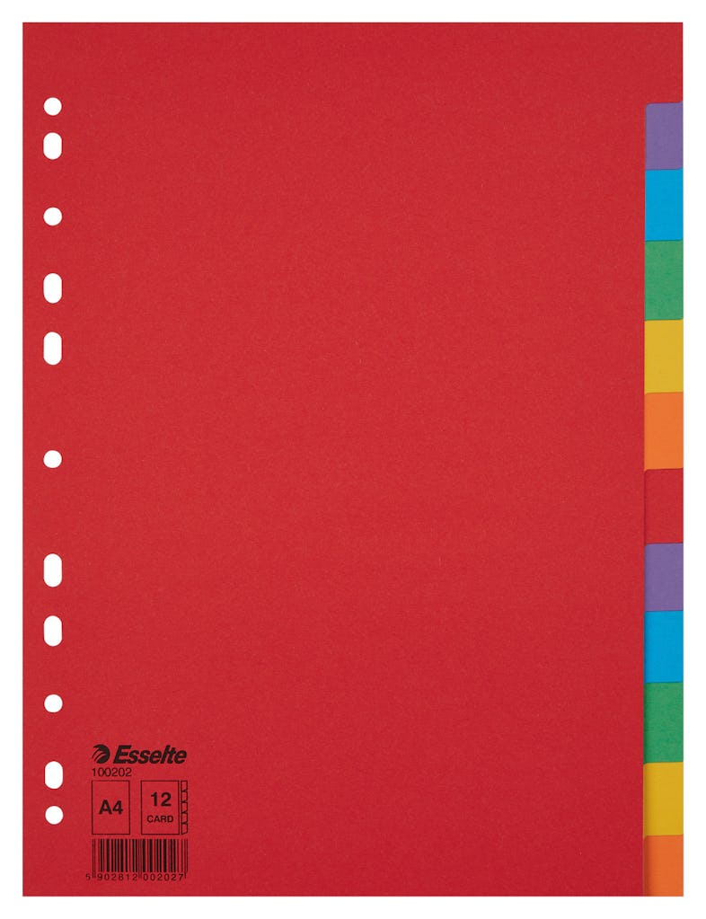 Esselte Divisori per Raccoglitori con 12 Tasti, Formato A4, Rosso
