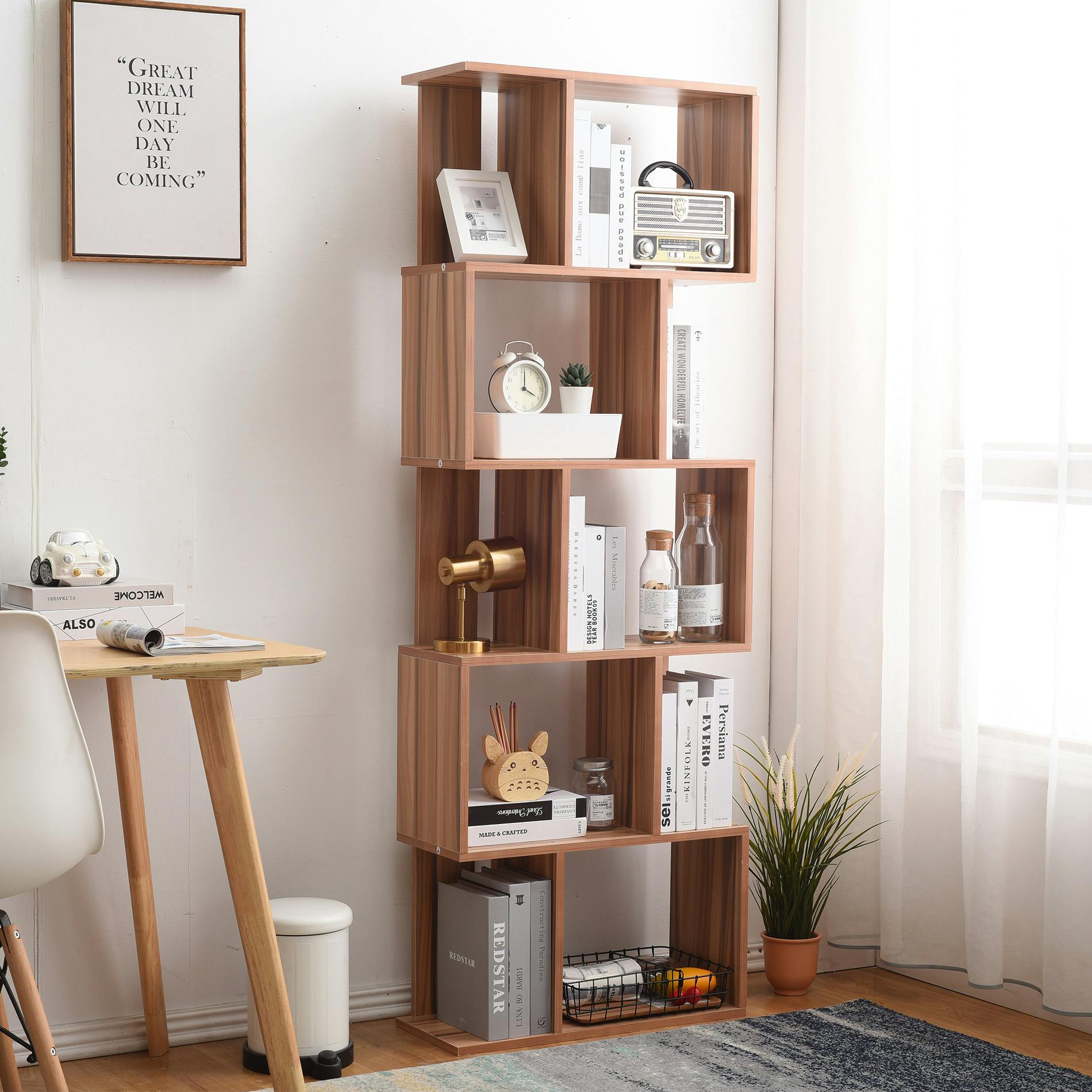 Rebecca Mobili Scaffale Cubi Libreria Moderna Mdf Bianco 6 Scomparti  97,5x97,5x29